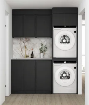 Laundry Kit 1715C Hampshire Black with Cloudy Carrara Top by Otti Australia, a Cabinetry for sale on Style Sourcebook