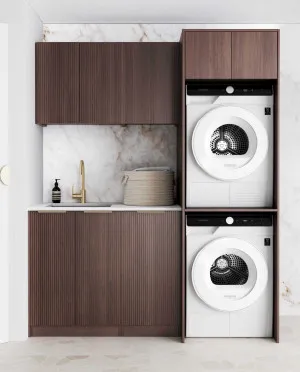 Laundry Kit 1715C Havana Sable Walnut Fluted with Matte White Top by Otti Australia, a Cabinetry for sale on Style Sourcebook