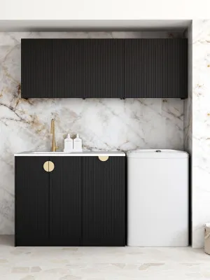 Laundry Kit 1715DR-B Marlo Black with Natural Carrara Marble Top and 400 Drawer Unit by Otti Australia, a Cabinetry for sale on Style Sourcebook