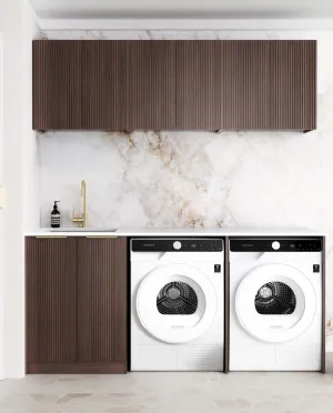 Laundry Kit 1960A Havana Sable Walnut Fluted with Matte White Top by Otti Australia, a Cabinetry for sale on Style Sourcebook