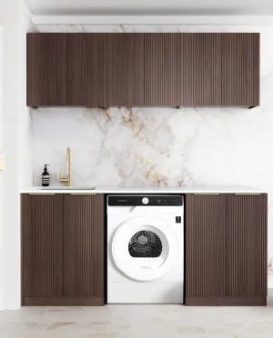 Laundry Kit 1960B Havana Sable Walnut Fluted with Matte White Top by Otti Australia, a Cabinetry for sale on Style Sourcebook