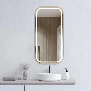 LED Newport 900x450 Gold Metal Frame Mirror Soft Square by Otti Australia, a Mirrors for sale on Style Sourcebook