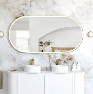 LED Noosa 1500x750 Gold Metal Frame Mirror by Otti Australia, a Mirrors for sale on Style Sourcebook