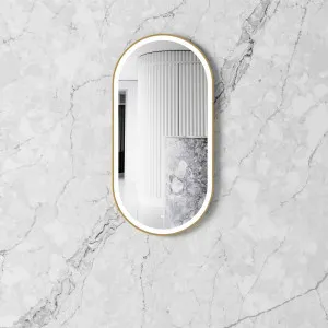 LED Noosa 900x450 Gold Metal Frame Mirror by Otti Australia, a Mirrors for sale on Style Sourcebook