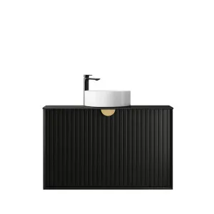 Marlo 900mm Matte Black Wall Hung Vanity With Undermount Natural Carrara Marble Top & Basin by Otti Australia, a Vanities for sale on Style Sourcebook