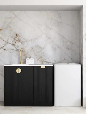 Marlo Black Base Laundry Cabinet with 1060mm Cloudy Carrara Top by Otti Australia, a Cabinetry for sale on Style Sourcebook