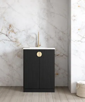 Mini Laundry 650mm Marlo Black with Natural Pure White Top by Otti Australia, a Cabinetry for sale on Style Sourcebook