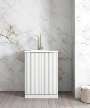 Mini Laundry 650mm Noosa White with Cloudy Carrara Top by Otti Australia, a Cabinetry for sale on Style Sourcebook