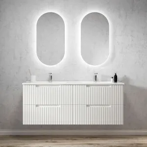 Noosa 1500mm Satin White Wall Hung Vanity With Cloudy Carrara Top by Otti Australia, a Vanities for sale on Style Sourcebook