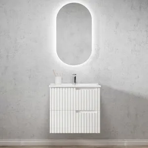 Noosa 600mm Satin White Wall Hung Vanity With Undermount Natural Carrara Marble Top & Basin by Otti Australia, a Vanities for sale on Style Sourcebook