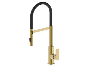 Oskar Pull Out Kitchen Mixer Brushed Gold by Otti Australia, a Kitchen Taps & Mixers for sale on Style Sourcebook