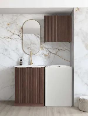 Wall and Base Cabinets Kit 650 Havana Sable Walnut Fluted with Pure White Top by Otti Australia, a Cabinetry for sale on Style Sourcebook