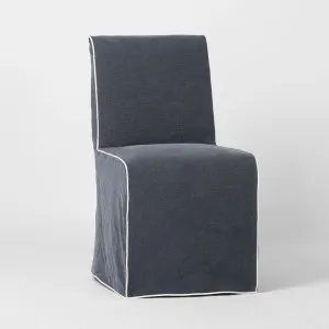 Clifton Dining Chair Slip Cover Navy w/ White Piping by Florabelle Living, a Dining Chairs for sale on Style Sourcebook