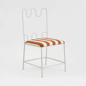 Wira Dining Chair Outdoor Iron Terracotta/White Stripe Cushion by Florabelle Living, a Dining Chairs for sale on Style Sourcebook
