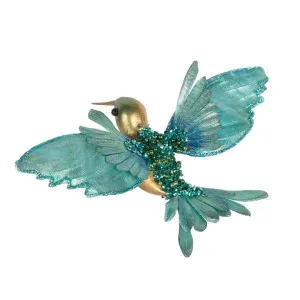 Nephune Glitter Clip On Hummingbird Aquamarine by Florabelle Living, a Christmas for sale on Style Sourcebook
