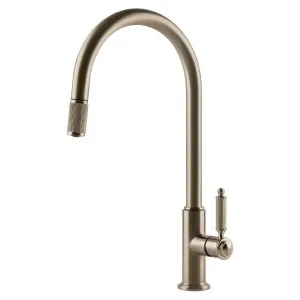 Gessi Venti20 Gooseneck Pull Out Mixer Tap Brushed Nickel 60622-149 by Gessi, a Kitchen Taps & Mixers for sale on Style Sourcebook