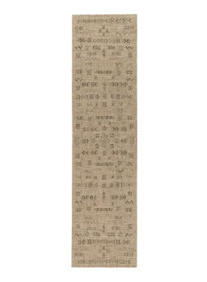 Loom Sand Beige and Stone Tribal Pattern Indoor Outdoor Runner Rug by Miss Amara, a Contemporary Rugs for sale on Style Sourcebook