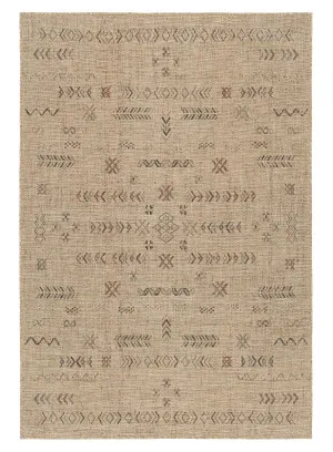 Loom Sand Beige and Stone Tribal Pattern Indoor Outdoor Rug by Miss Amara, a Contemporary Rugs for sale on Style Sourcebook