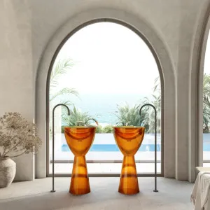 Wow Translucency Pedestal Basin Golden Beige by Cassa Designs, a Basins for sale on Style Sourcebook