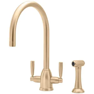 Shaws by Perrin & Rowe Silverdale Kitchen Mixer with Rinse - Satin Brass AUSH-4866SB by Shaws by Perrin & Rowe, a Kitchen Taps & Mixers for sale on Style Sourcebook