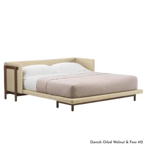 De La Espada Frame Queen Bed With Arms - Walnut Upholstery Range A 768QWA by De La Espada, a Beds & Bed Frames for sale on Style Sourcebook