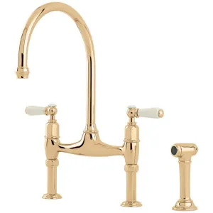 Shaws by Perrin & Rowe Pendleton Kitchen Mixer with Rinse - Polished Brass AUSH-4173BRWPC by Shaws by Perrin & Rowe, a Kitchen Taps & Mixers for sale on Style Sourcebook