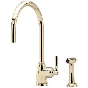Shaws by Perrin & Rowe Roeburn Kitchen Mixer with Rinse - Polished Brass AUSH-4846BR by Shaws by Perrin & Rowe, a Kitchen Taps & Mixers for sale on Style Sourcebook