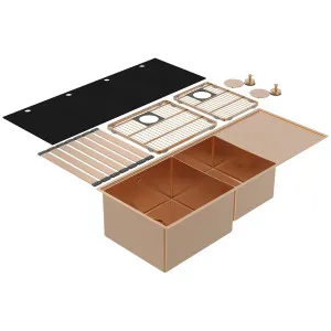 Abey Boutique Lugano Double Bowl Sink & Drainer Left - Artisan Copper STQ450DLCO by Abey, a Kitchen Sinks for sale on Style Sourcebook