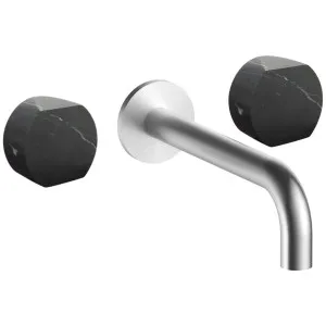 AboutWater AF/21 Wall Tap Set with Outlet - Brushed Stainless Steel / Nero Marquina 2793A813BCY-4400R010 by AboutWater, a Kitchen Taps & Mixers for sale on Style Sourcebook
