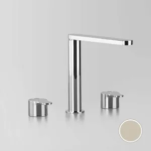 Astra Walker Spring Basin Set with Swivel Spout - Brushed Platinum with White Carrara Marble Handle A8200V301 by Astra Walker, a Kitchen Taps & Mixers for sale on Style Sourcebook