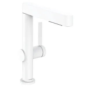 Hansgrohe Finoris Basin Mixer Tap 230 with Pull Out Spray - Matte White 76063703 by Hansgrohe, a Kitchen Taps & Mixers for sale on Style Sourcebook