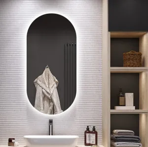 Frameless Oval LED Backlit Wall Mirror 3 sizes available 90cm x 45cm by Luxe Mirrors, a Illuminated Mirrors for sale on Style Sourcebook