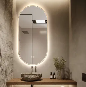 Oval LED Frontlit Bathroom Wall Mirror 50cm x 100cm 2 colours available Gold by Luxe Mirrors, a Illuminated Mirrors for sale on Style Sourcebook