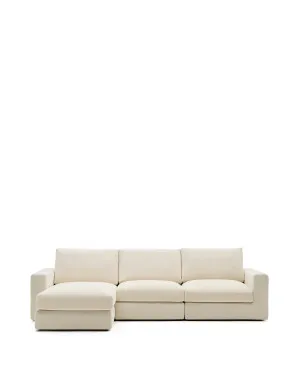 Alea removable cover modular sofa 4-seater in natural chenille left chaise longue 310 cm by null, a Sofas for sale on Style Sourcebook