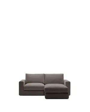 Alea removable cover modular sofa 3-seater in dark brown chenille right chaise longue 220 cm by null, a Sofas for sale on Style Sourcebook