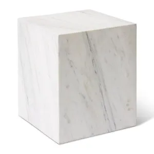 Travis Side Table White Marquino - 38 x 38 x 45cm by Elme Living, a Side Table for sale on Style Sourcebook