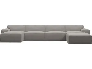 Copenhagen Boucle Pumice Chaise Sofa - 5 Seater U Shaped Modular by James Lane, a Sofas for sale on Style Sourcebook