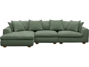 Tully Tribute Dark Jade Chaise Sofa - 3 Seater by James Lane, a Sofas for sale on Style Sourcebook