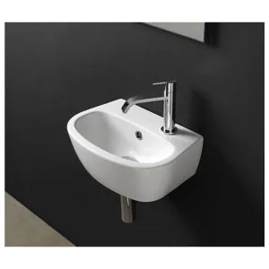 Studio Bagno Mini Milk Right Bench or Wall Basin with 1 Tap Hole - Gloss White 001-311-B 001311B by Studio Bagno, a Basins for sale on Style Sourcebook