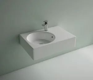 Studio Bagno Edge MK2 Round Left Bench or Wall Basin with No Tap Hole - Gloss White EDGEMK2RL-0 EDGEMK2RL0 by Studio Bagno, a Basins for sale on Style Sourcebook
