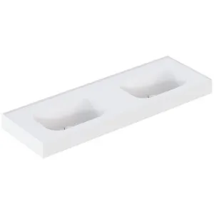 Omvivo Mia 1500 Wall Hung or Countertop Double Basin 2TH Matte White MIAVSS1500DB-2TH by Omvivo, a Basins for sale on Style Sourcebook