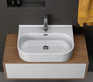 Studio Bagno Syesis 70 Bench or Wall Basin with 1 Tap Hole - Gloss White SYN70-1 SYN701 by Studio Bagno, a Basins for sale on Style Sourcebook