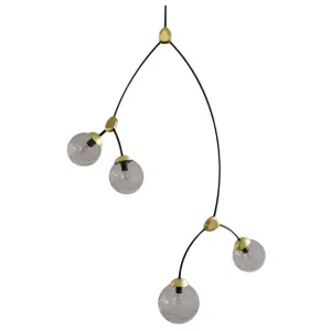 CTO Lighting Ivy Vertical 4 Pendant Light - Bronze and Satin Brass with Smoke Glass Shades IVYPE4BZSG by CTO Lighting, a Lighting for sale on Style Sourcebook