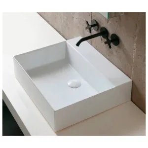Studio Bagno Shard 50 Bench or Wall Basin with 3 Tap Holes - Gloss White SHA50-3 SHA503 by Studio Bagno, a Basins for sale on Style Sourcebook