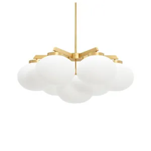 CTO Lighting Cloudesley Medium Chandelier Light - Satin Brass with Opal Glass CLOCHMSBGO by CTO Lighting, a Lighting for sale on Style Sourcebook