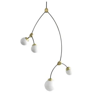 CTO Lighting Ivy Vertical 4 Pendant Light - Bronze and Satin Brass with Opal Glass Shades IVYPE4BZGO by CTO Lighting, a Lighting for sale on Style Sourcebook