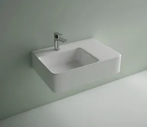 Studio Bagno Edge MK2 Square Left Bench or Wall Basin with 1 Tap Hole - Gloss White EDGEMK2SL-1 by Studio Bagno, a Basins for sale on Style Sourcebook