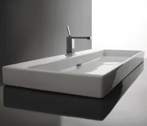 Studio Bagno Berlin One Bench or Wall Basin with No Tap Hole - Gloss White URB0700L-0 URB0700L/0 by Studio Bagno, a Basins for sale on Style Sourcebook