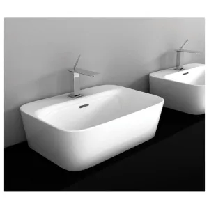 Studio Bagno Soul 4H Wall Basin with 1 Tap Hole - Gloss White SOL13W-1 SOL13W1 by Studio Bagno, a Basins for sale on Style Sourcebook