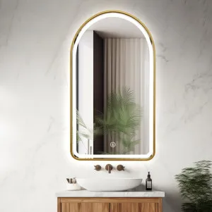 Gold Arched Frosted LED Wall Mirror 3 sizes available 90cm x 50cm by Luxe Mirrors, a Illuminated Mirrors for sale on Style Sourcebook